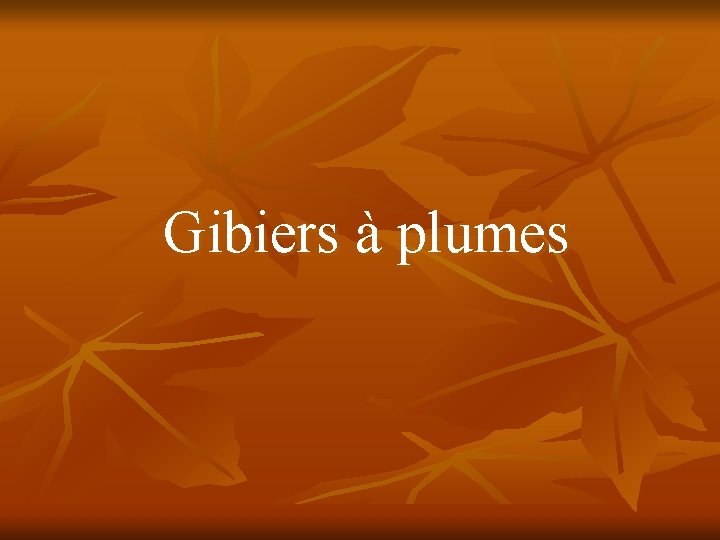 Gibiers à plumes 