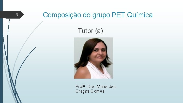 3 Composição do grupo PET Química Tutor (a): Profa. Dra. Maria das Graças Gomes