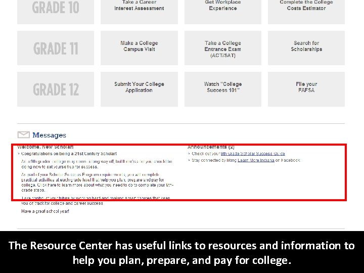 The. Your Resource Student Center Dashboard has useful willlinks nowto update resources to show