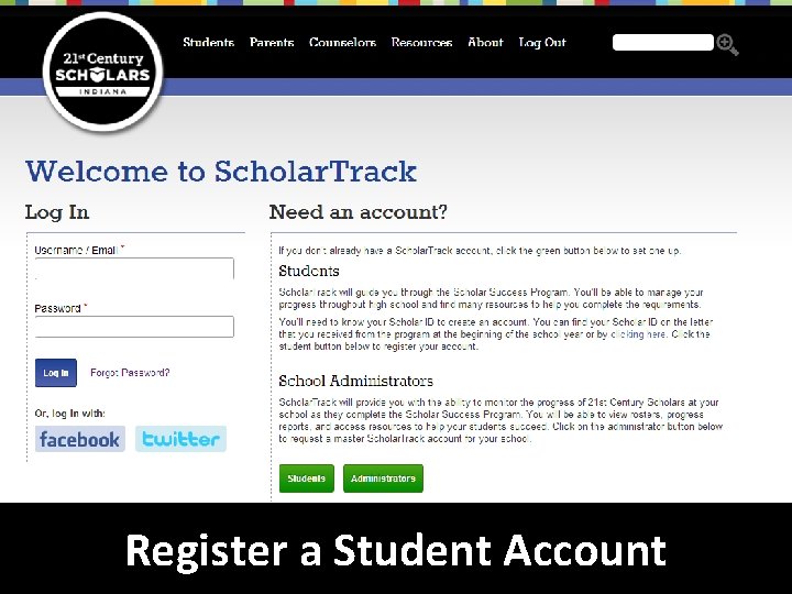 Register a Student Account 