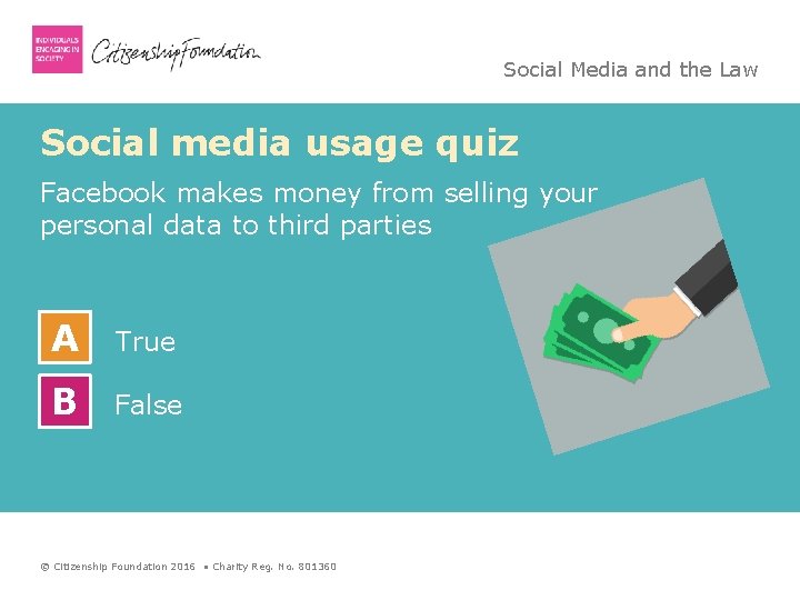 Social Media and the Law Social media usage quiz Facebook makes money from selling