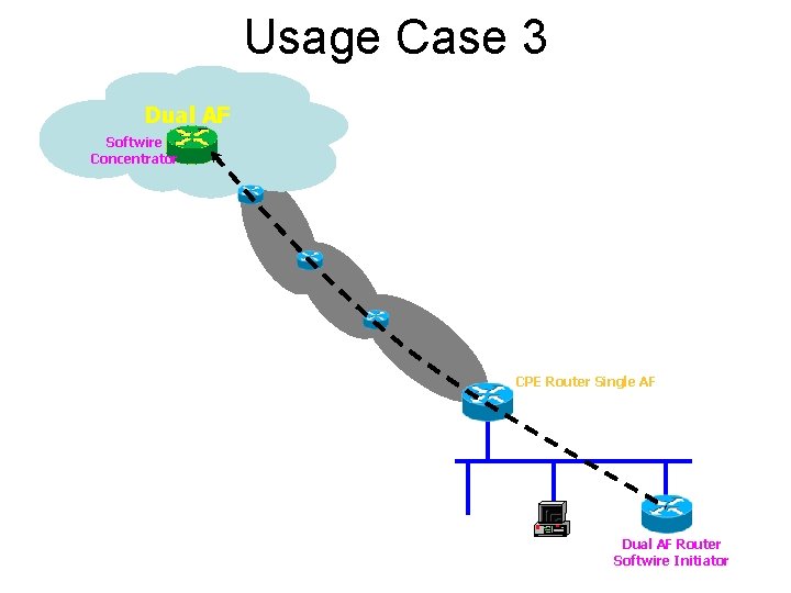 Usage Case 3 Dual AF Softwire Concentrator CPE Router Single AF Dual AF Router