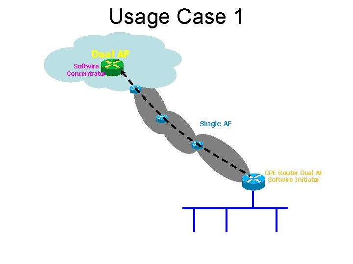 Usage Case 1 Dual AF Softwire Concentrator Single AF CPE Router Dual AF Softwire