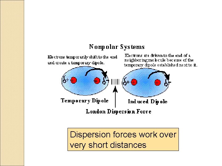 Dispersion forces work over very short distances 