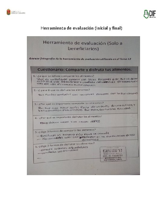 Herramienta de evaluación (Inicial y final) 