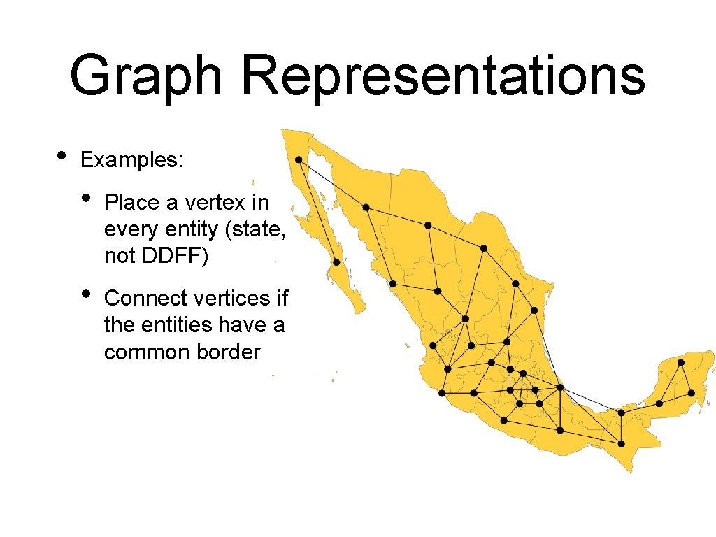 Graph Representations • Examples: • Place a vertex in every entity (state, not DDFF)