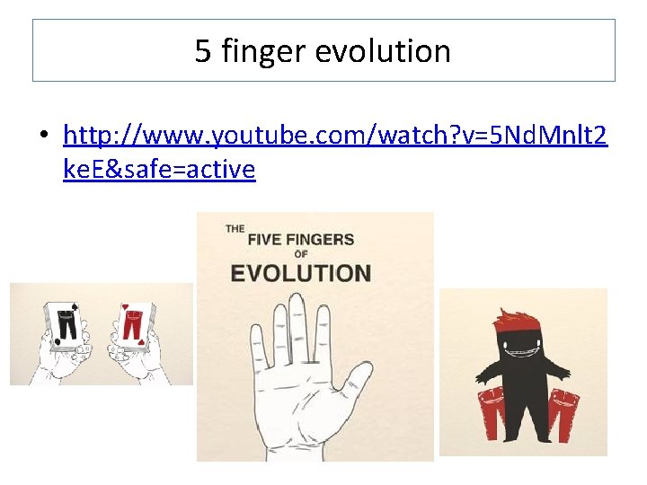 5 finger evolution • http: //www. youtube. com/watch? v=5 Nd. Mnlt 2 ke. E&safe=active