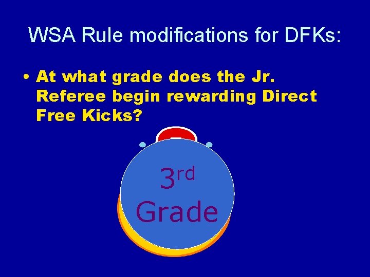 WSA Rule modifications for DFKs: • At what grade does the Jr. Referee begin