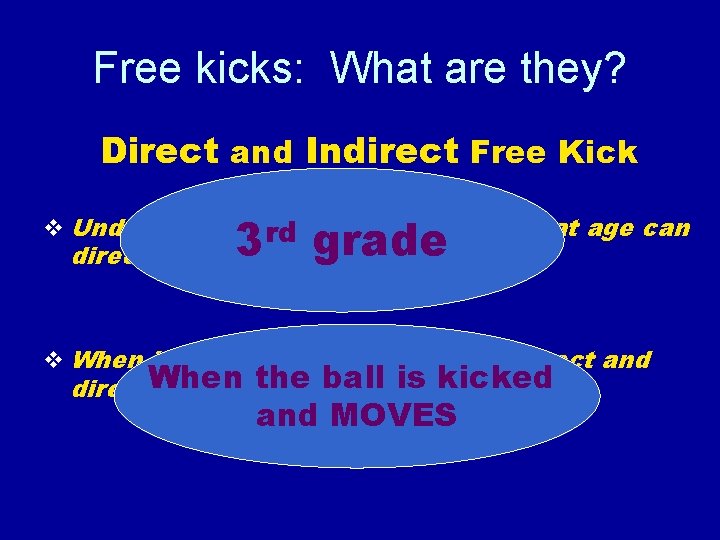 Free kicks: What are they? Direct and Indirect Free Kick 3 grade v Under