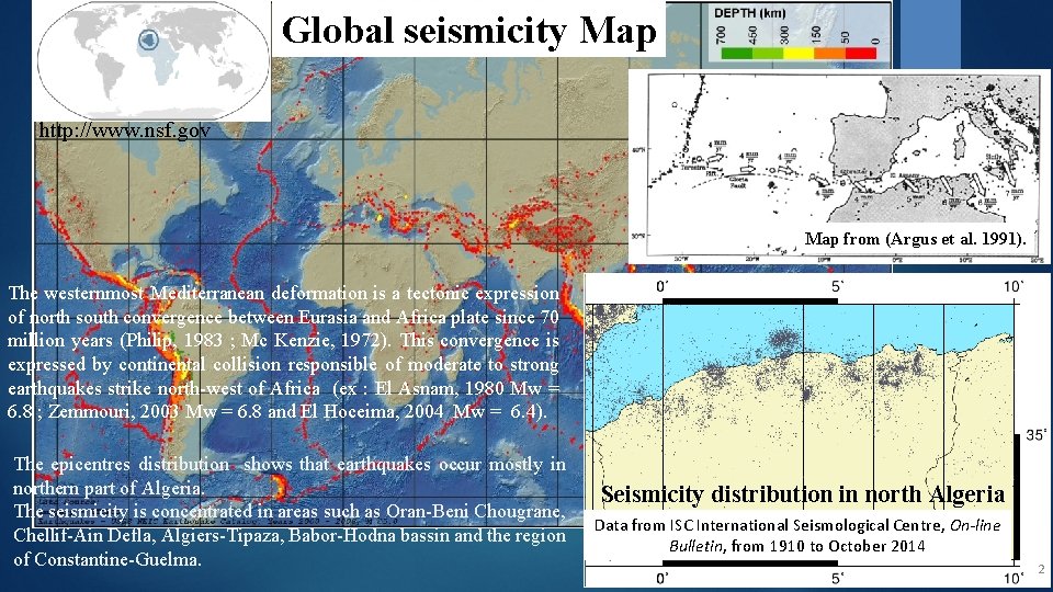Global seismicity Map http: //www. nsf. gov Map from (Argus et al. 1991). The
