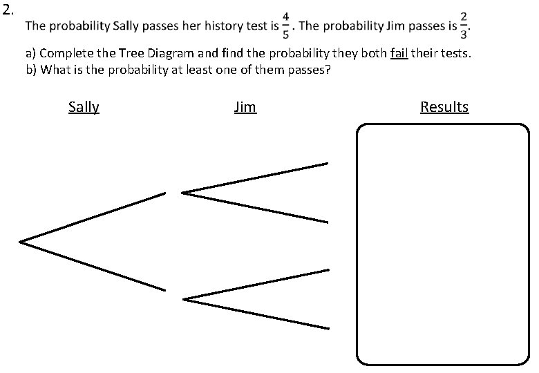 2. a) Complete the Tree Diagram and find the probability they both fail their