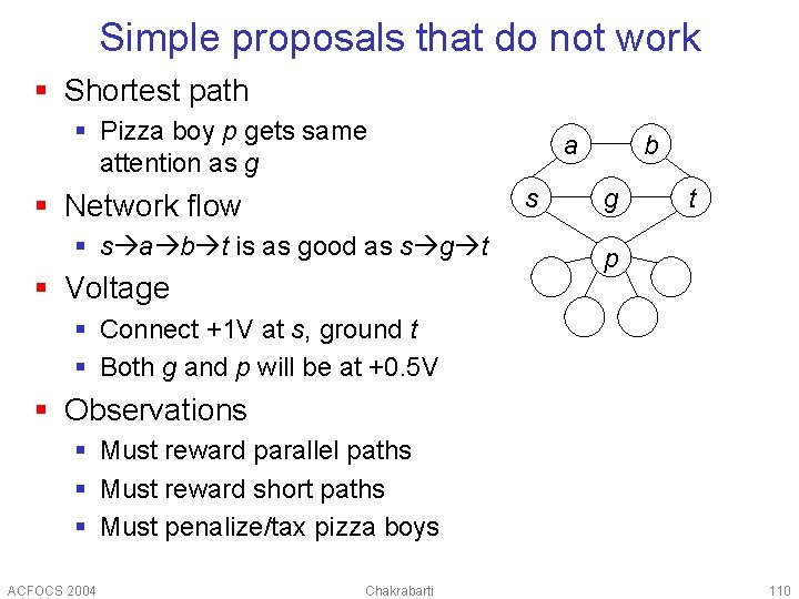 Simple proposals that do not work § Shortest path § Pizza boy p gets