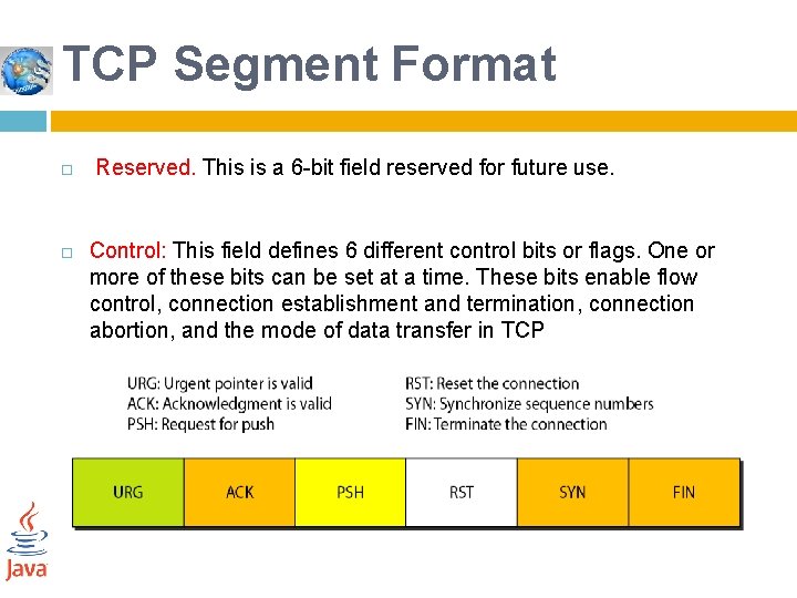 TCP Segment Format Reserved. This is a 6 -bit field reserved for future use.