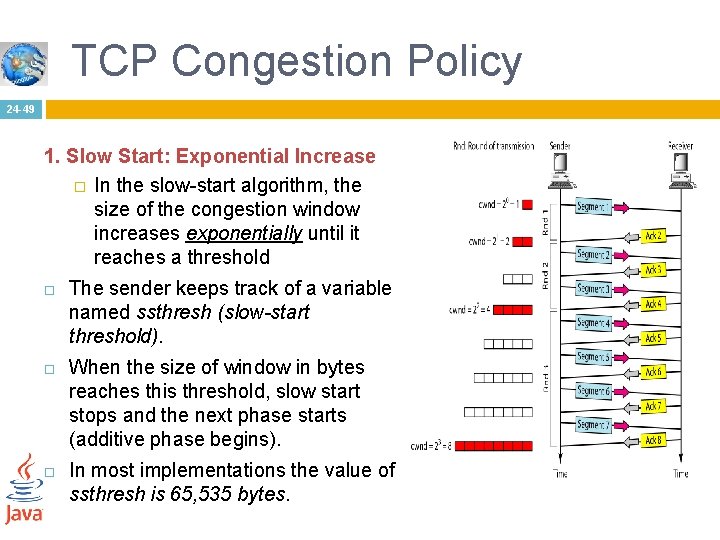 TCP Congestion Policy 24 -49 1. Slow Start: Exponential Increase � In the slow-start