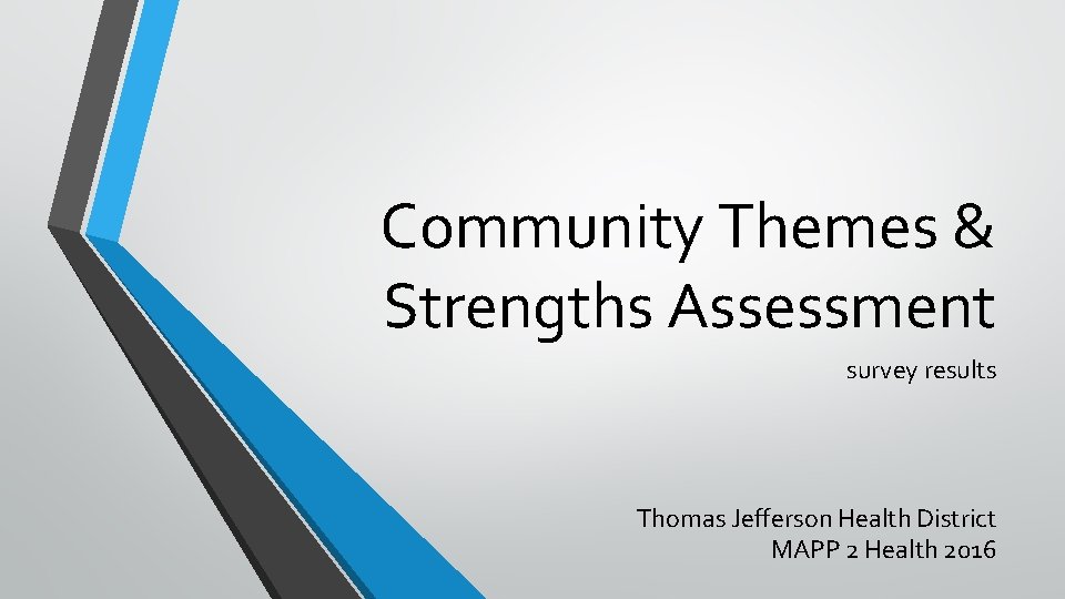 Community Themes & Strengths Assessment survey results Thomas Jefferson Health District MAPP 2 Health