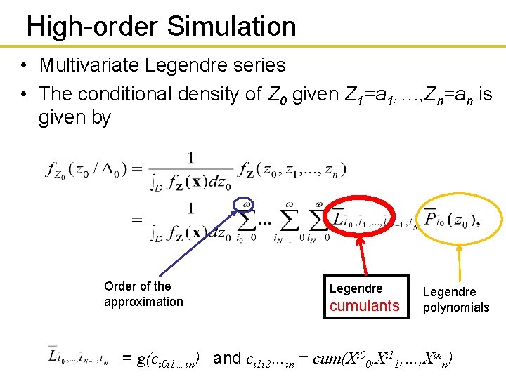 High-order Simulation • Multivariate Legendre series • The conditional density of Z 0 given