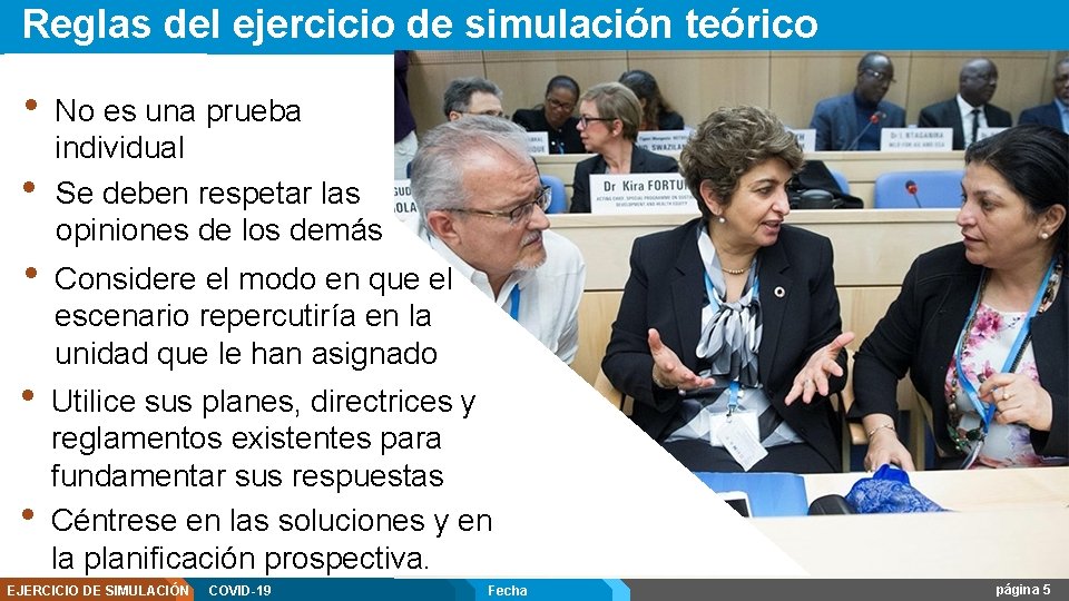 Reglas del ejercicio de simulación teórico • • • No es una prueba individual