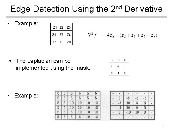 Edge Detection Using the 2 nd Derivative • Example: • The Laplacian can be