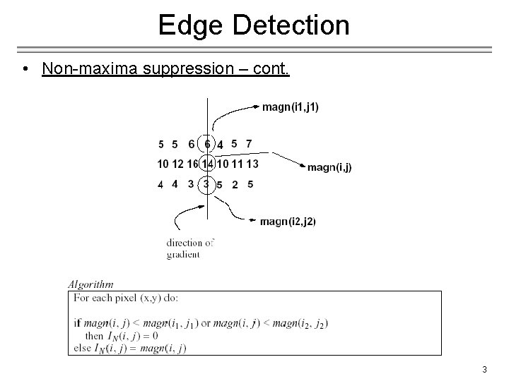 Edge Detection • Non-maxima suppression – cont. 3 
