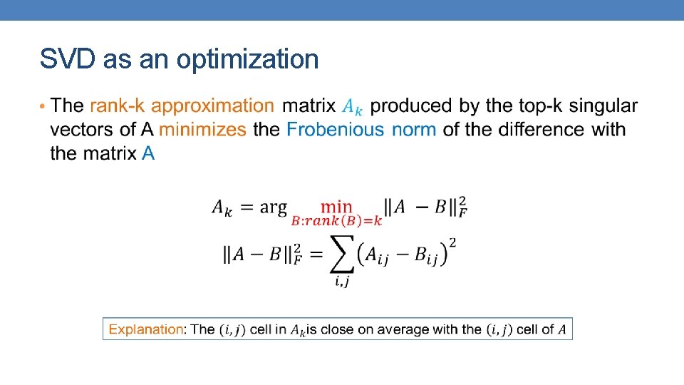 SVD as an optimization • 