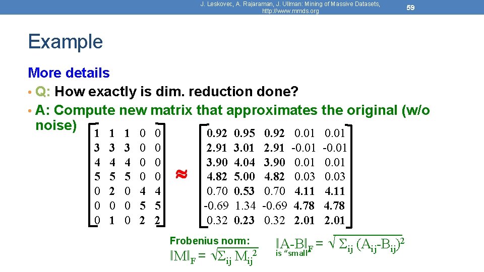 J. Leskovec, A. Rajaraman, J. Ullman: Mining of Massive Datasets, http: //www. mmds. org