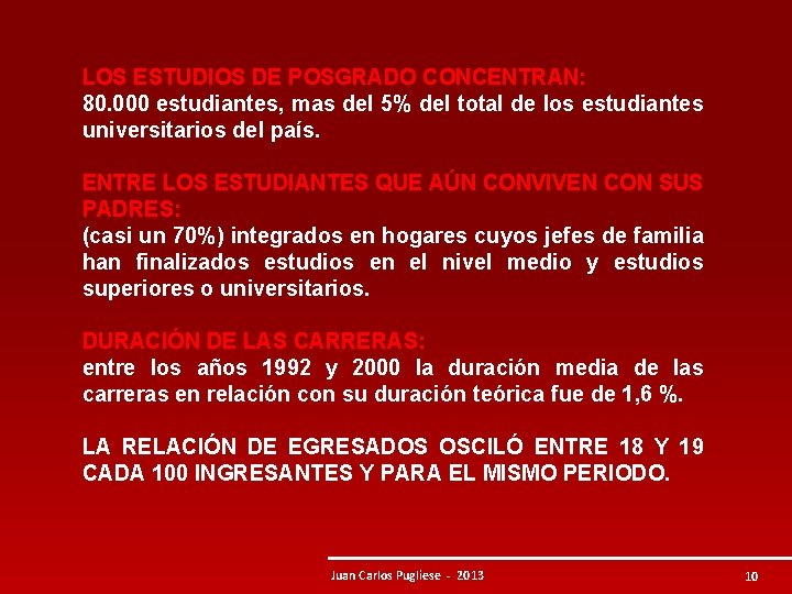 LOS ESTUDIOS DE POSGRADO CONCENTRAN: 80. 000 estudiantes, mas del 5% del total de