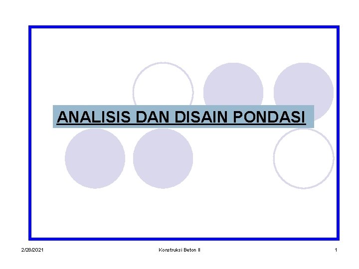 ANALISIS DAN DISAIN PONDASI 2/28/2021 Konstruksi Beton II 1 