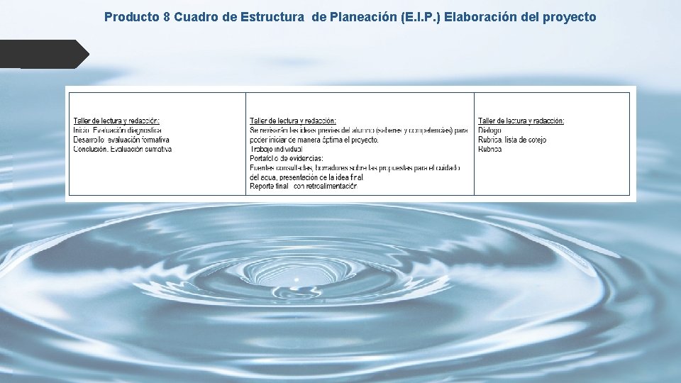 Producto 8 Cuadro de Estructura de Planeación (E. I. P. ) Elaboración del proyecto
