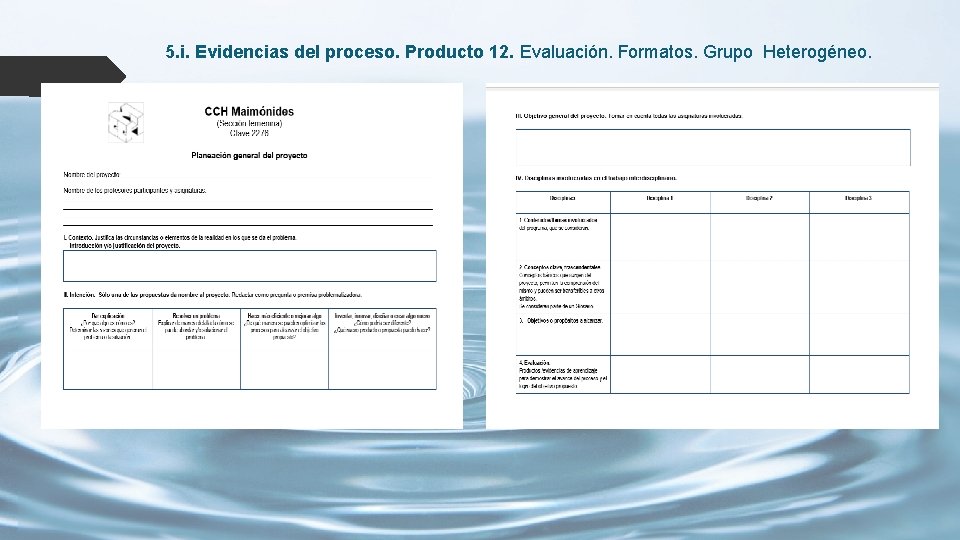 5. i. Evidencias del proceso. Producto 12. Evaluación. Formatos. Grupo Heterogéneo. 