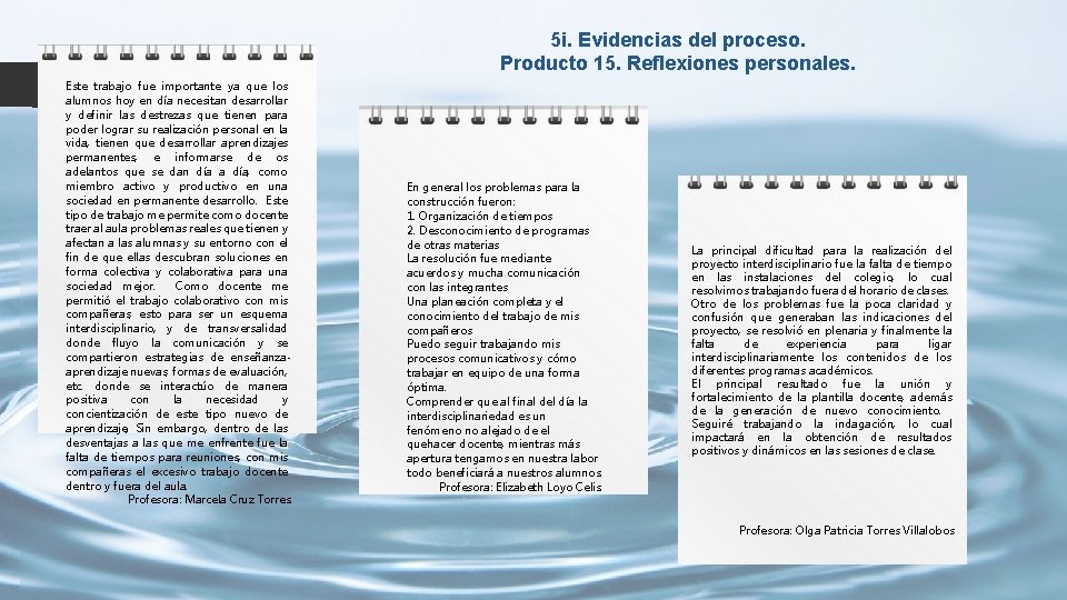 5 i. Evidencias del proceso. Producto 15. Reflexiones personales. Este trabajo fue importante ya