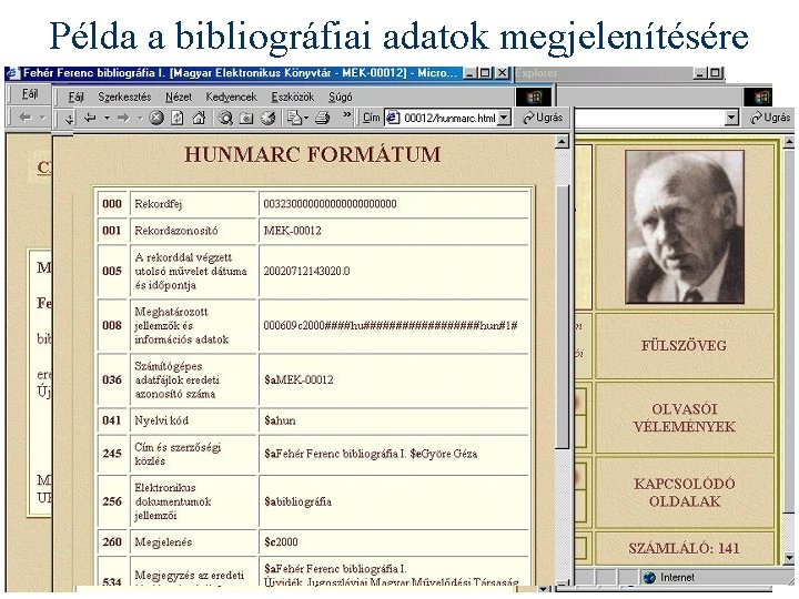 Példa a bibliográfiai adatok megjelenítésére 