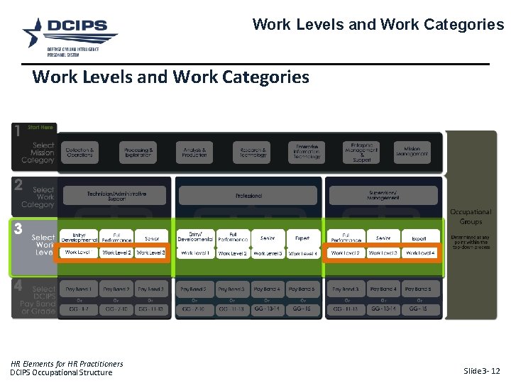 Work Levels and Work Categories HR Elements for HR Practitioners DCIPS Occupational Structure Slide Work Levels and Work Categories HR Elements for HR Practitioners DCIPS Occupational Structure Slide