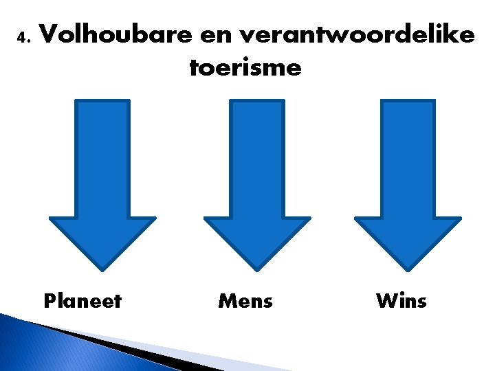 4. Volhoubare en verantwoordelike toerisme Planeet Mens Wins 