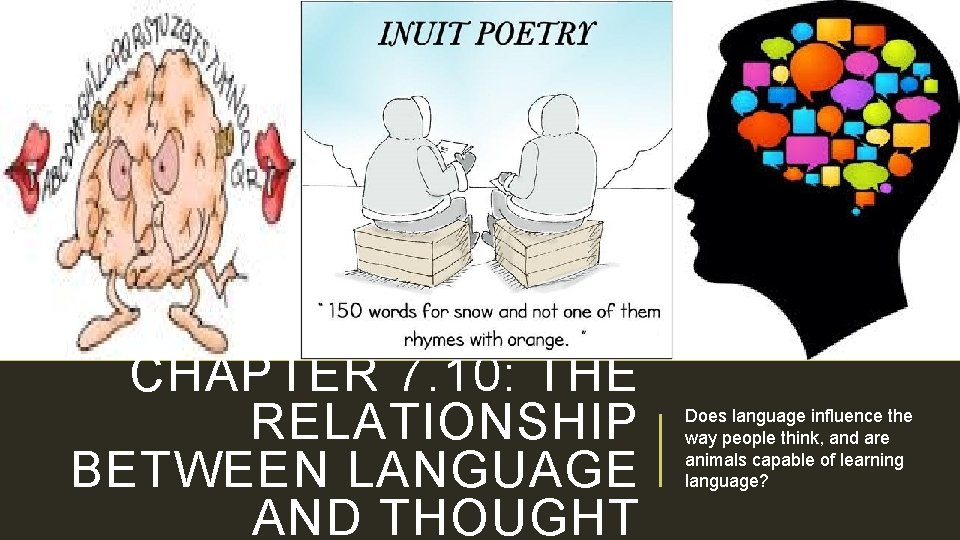 CHAPTER 7. 10: THE RELATIONSHIP BETWEEN LANGUAGE AND THOUGHT Does language influence the way
