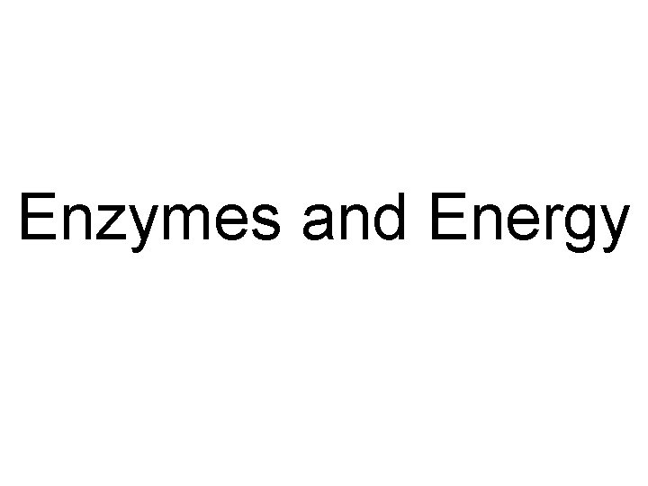 Enzymes and Energy 