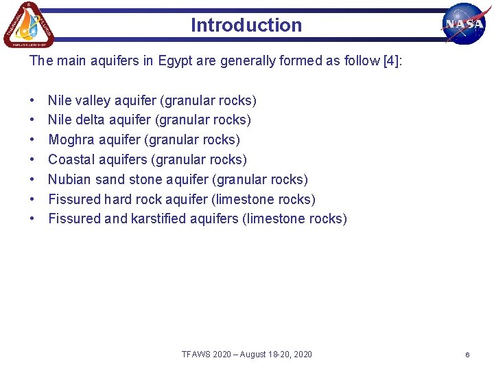 Introduction The main aquifers in Egypt are generally formed as follow [4]: • •