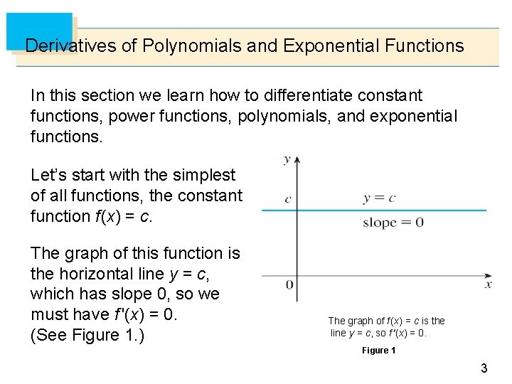 Derivatives of Polynomials and Exponential Functions In this section we learn how to differentiate