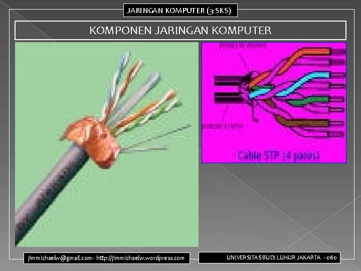 JARINGAN KOMPUTER (3 SKS) KOMPONEN JARINGAN KOMPUTER jimmichaelw@gmail. com- http: //jimmichaelw. wordpress. com UNIVERSITAS