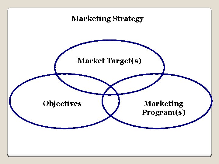 Marketing Strategy Market Target(s) Objectives Marketing Program(s) 