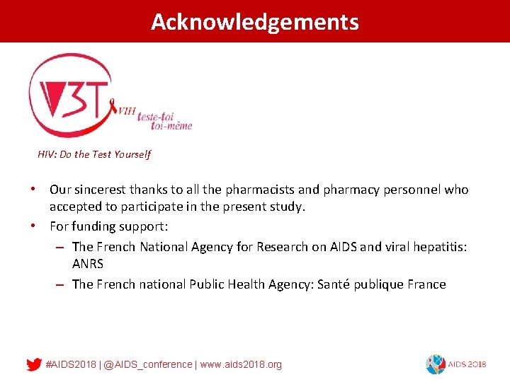 Acknowledgements HIV: Do the Test Yourself • Our sincerest thanks to all the pharmacists