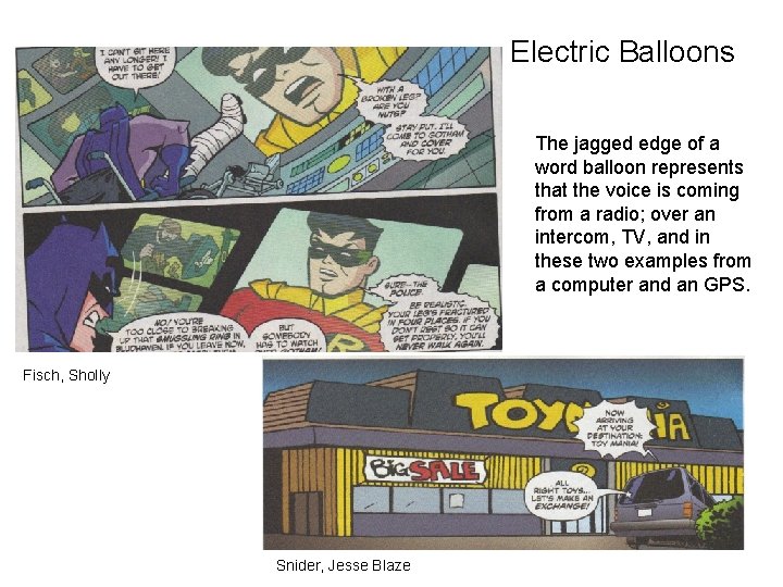 Electric Balloons The jagged edge of a word balloon represents that the voice is