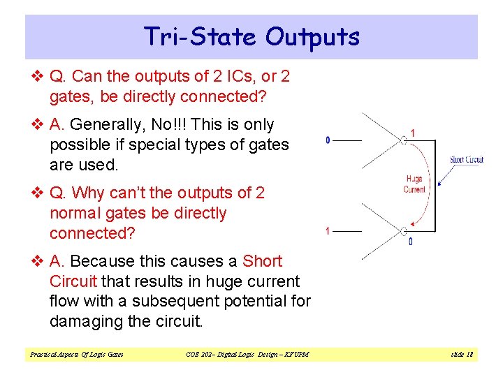 Tri-State Outputs v Q. Can the outputs of 2 ICs, or 2 gates, be
