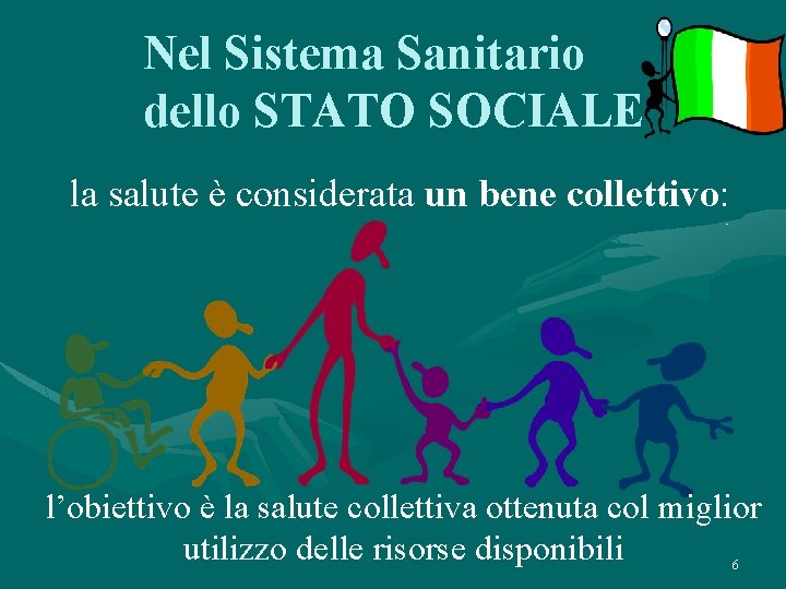 Nel Sistema Sanitario dello STATO SOCIALE la salute è considerata un bene collettivo: l’obiettivo