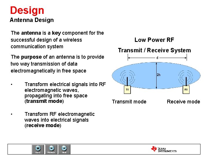 Design Antenna Design The antenna is a key component for the successful design of