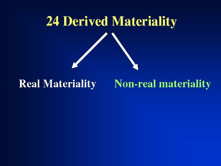 24 Derived Materiality Real Materiality Non-real materiality 