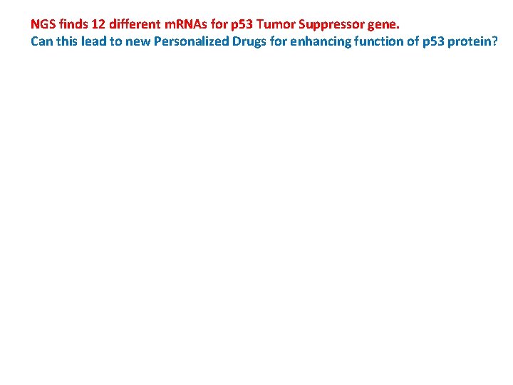 NGS finds 12 different m. RNAs for p 53 Tumor Suppressor gene. Can this NGS finds 12 different m. RNAs for p 53 Tumor Suppressor gene. Can this
