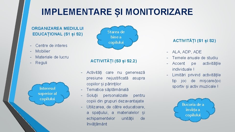 IMPLEMENTARE ȘI MONITORIZARE ORGANIZAREA MEDIULUI EDUCAȚIONAL (S 1 și S 2) - Centre de