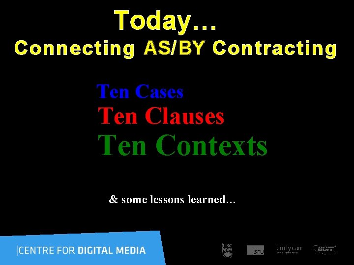 Today… Connecting AS/BY Contracting Ten Cases Ten Clauses Ten Contexts & some lessons learned…