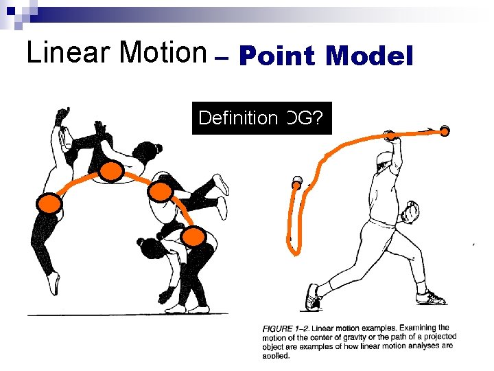 Linear Motion – Point Model translation rectilinear curvilinear Definition Role of COG? 