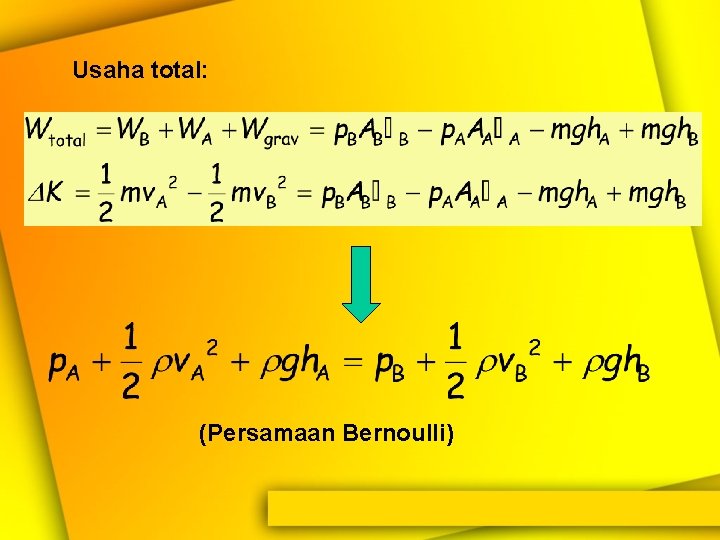 Usaha total: (Persamaan Bernoulli) 